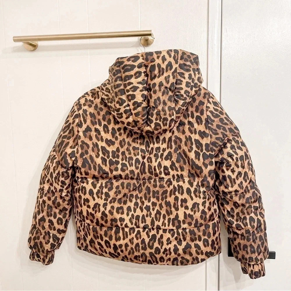 Alice + Olivia Durham black leopard print reversible puffer jacket size small - Picture 4 of 14